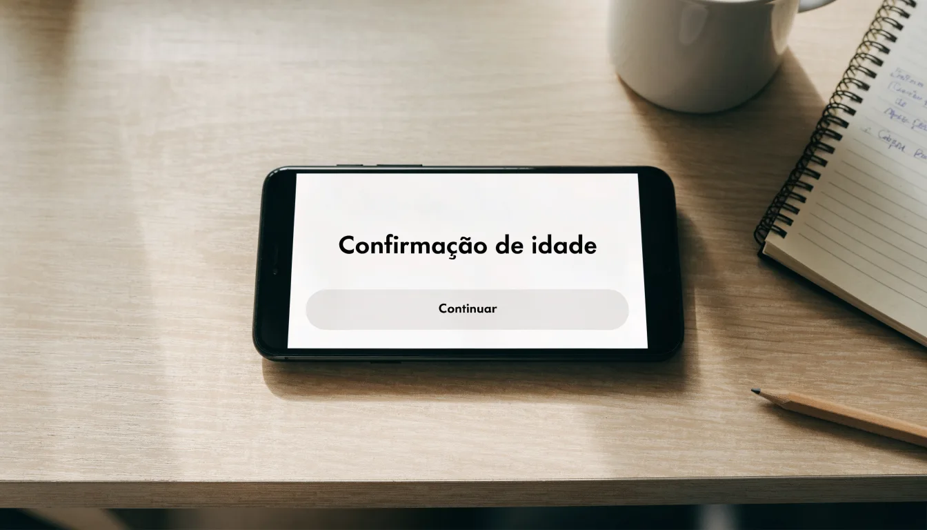 Uma folha de licença em papel com um selo vermelho, pousada numa secretária de madeira ao lado de uma caneta